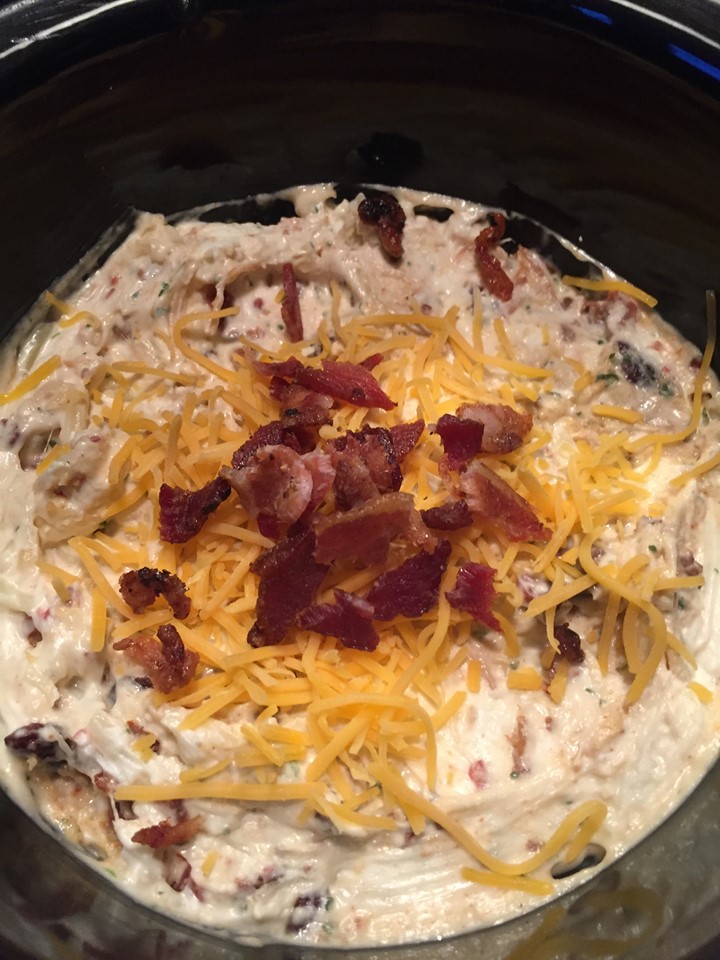 Warm Cheesy BLT Crab, Chicken or Pheasant Dip with Bacon